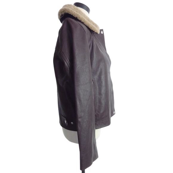 Madewell Sherpa Collar Asymmetric Jacket Leather S - Picture 2 of 7